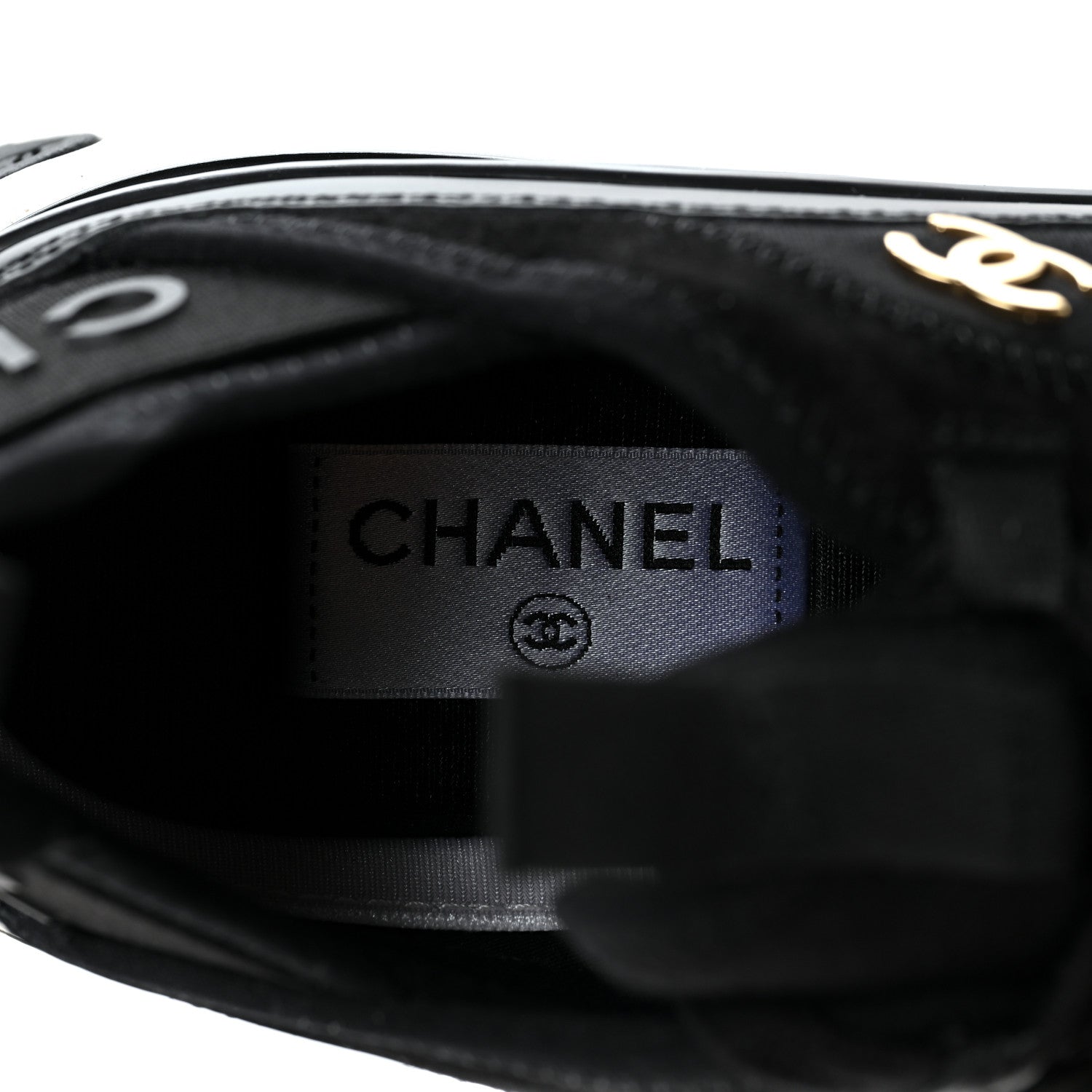 Chanel Velvet Calfskin Mixed Fibers CC Sneakers 37.5 Black 7 of 8