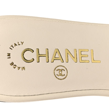 Chanel Lambskin CC Cutout Mules 38 Ivory Black 8 of 10