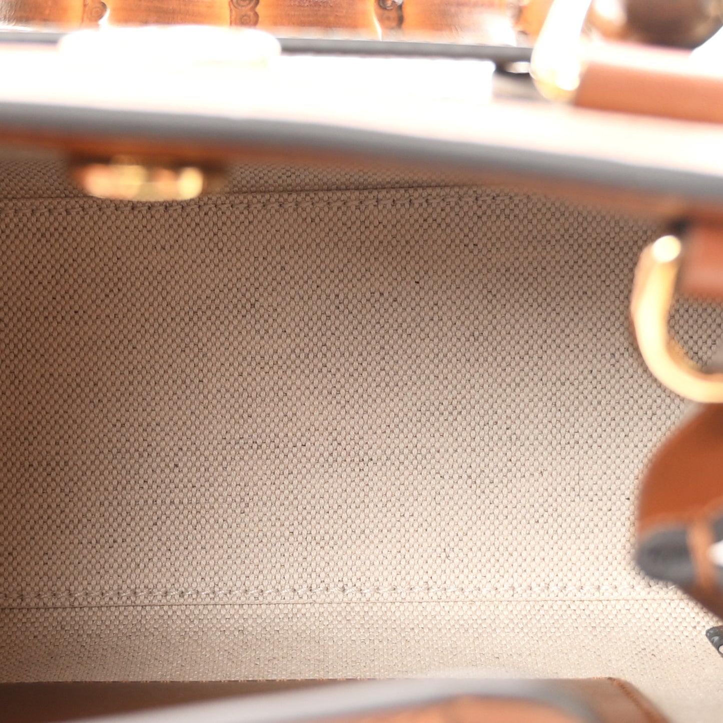 New Canvas Charisma Calfskin Crystal GG Monogram Mini Diana Tote Bag Camel Ebony