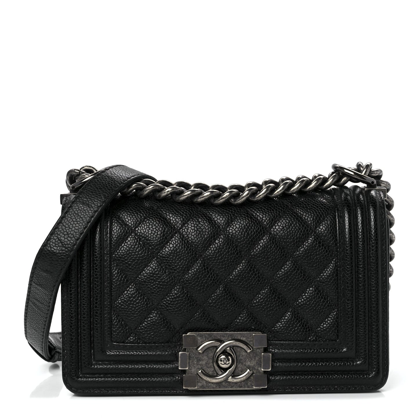 Caviar Quilted Small Boy Flap Black