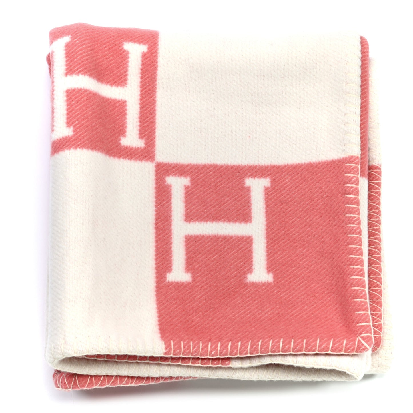 Wool Cashmere Avalon Baby Blanket Rose Airelle White