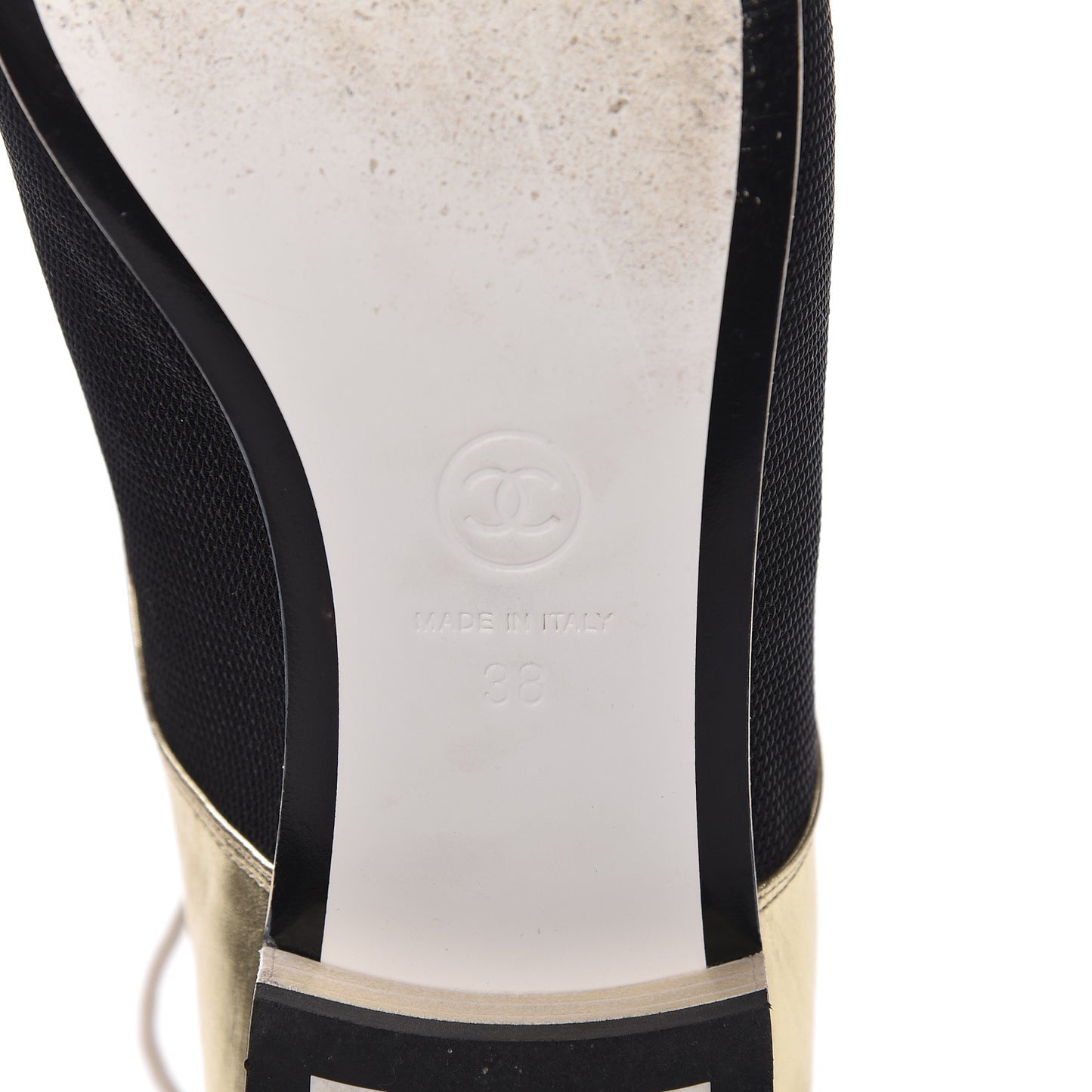 Metallic Lambskin CC Lace Up Oxfords 38 Dark Gold