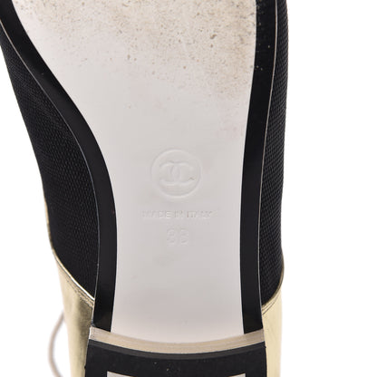 Chanel Metallic Lambskin CC Lace Up Oxfords 38 Dark Gold 10 of 17