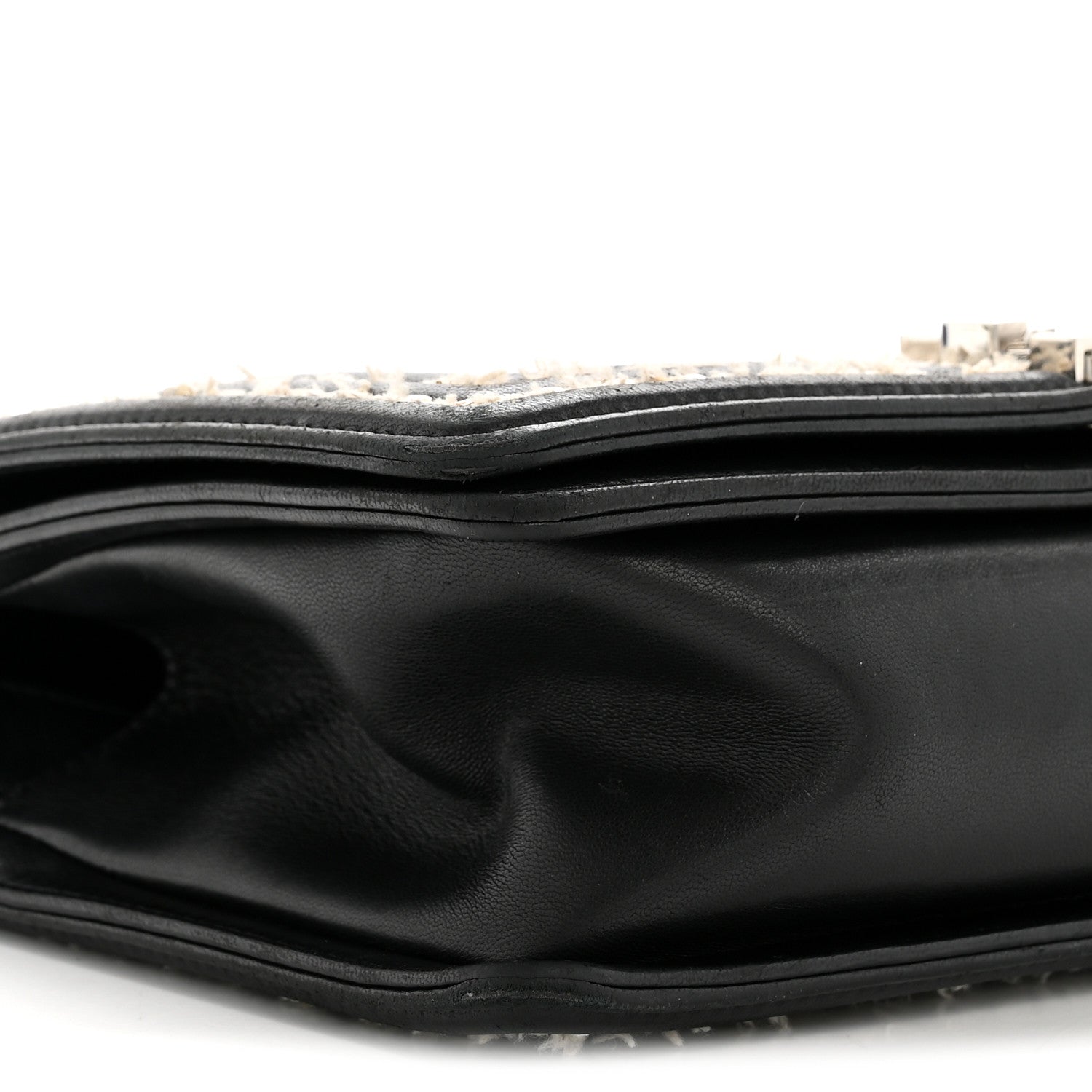 Chanel Calfskin Tweed Sequin Stitched Medium Boy Flap Black White 9 of 15