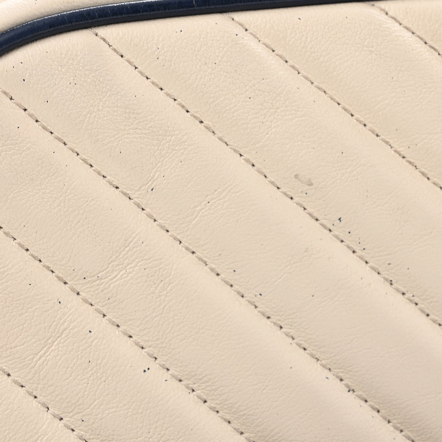 Vintage Effect Calfskin Matelasse Diagonal Small Torchon GG Marmont Chain Shoulder Bag Mystic White Blue Agata