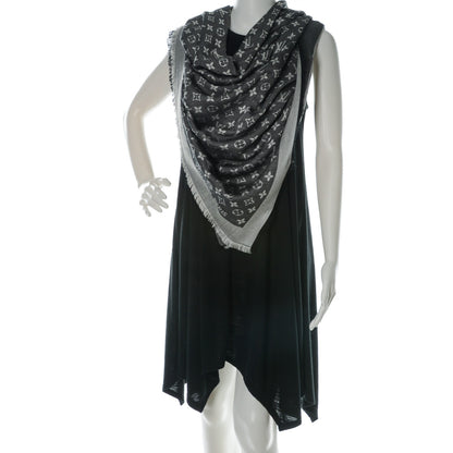 Louis Vuitton Wool Silk Monogram Denim Shawl Black 2 of 7