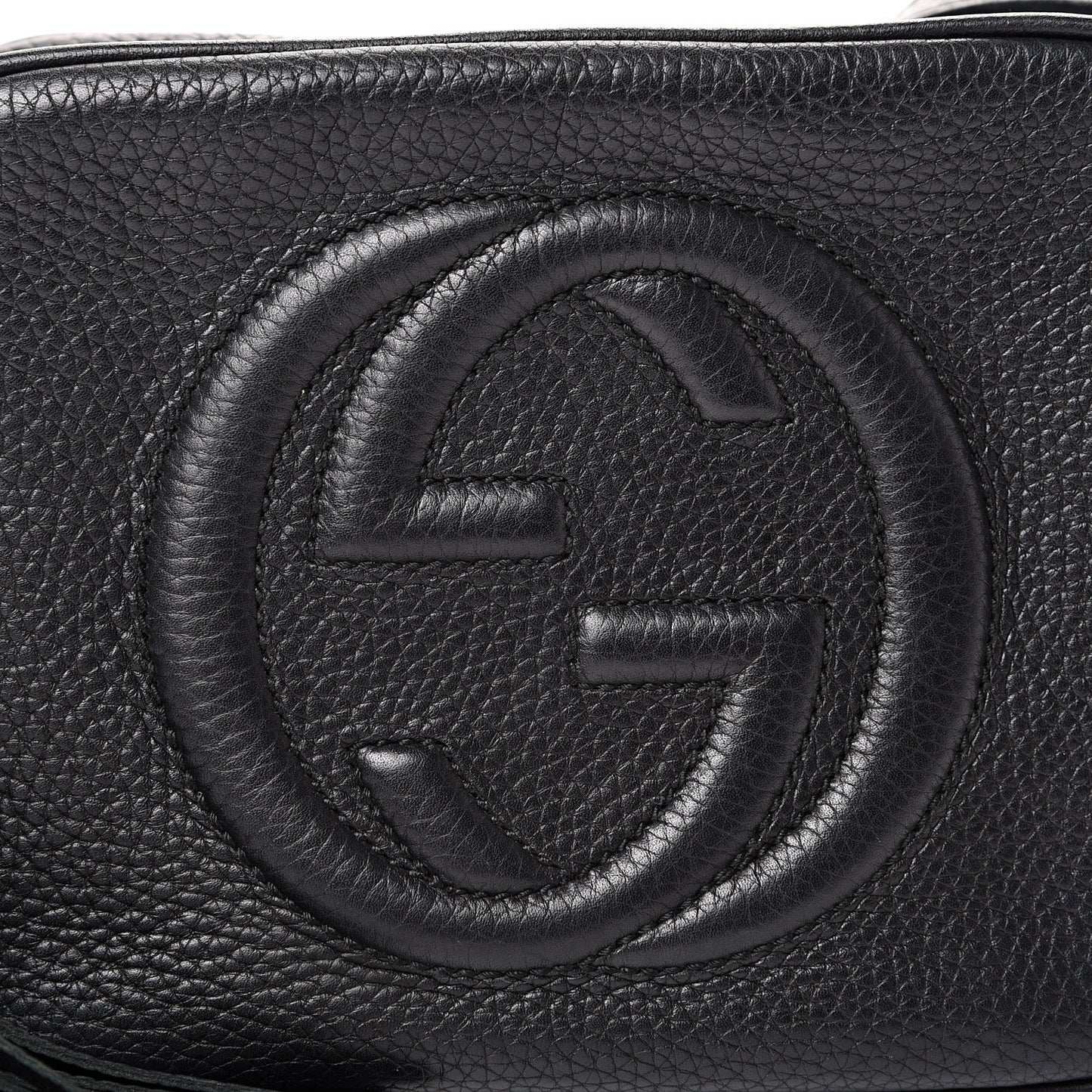 Pebbled Calfskin Small Soho Disco Bag Black