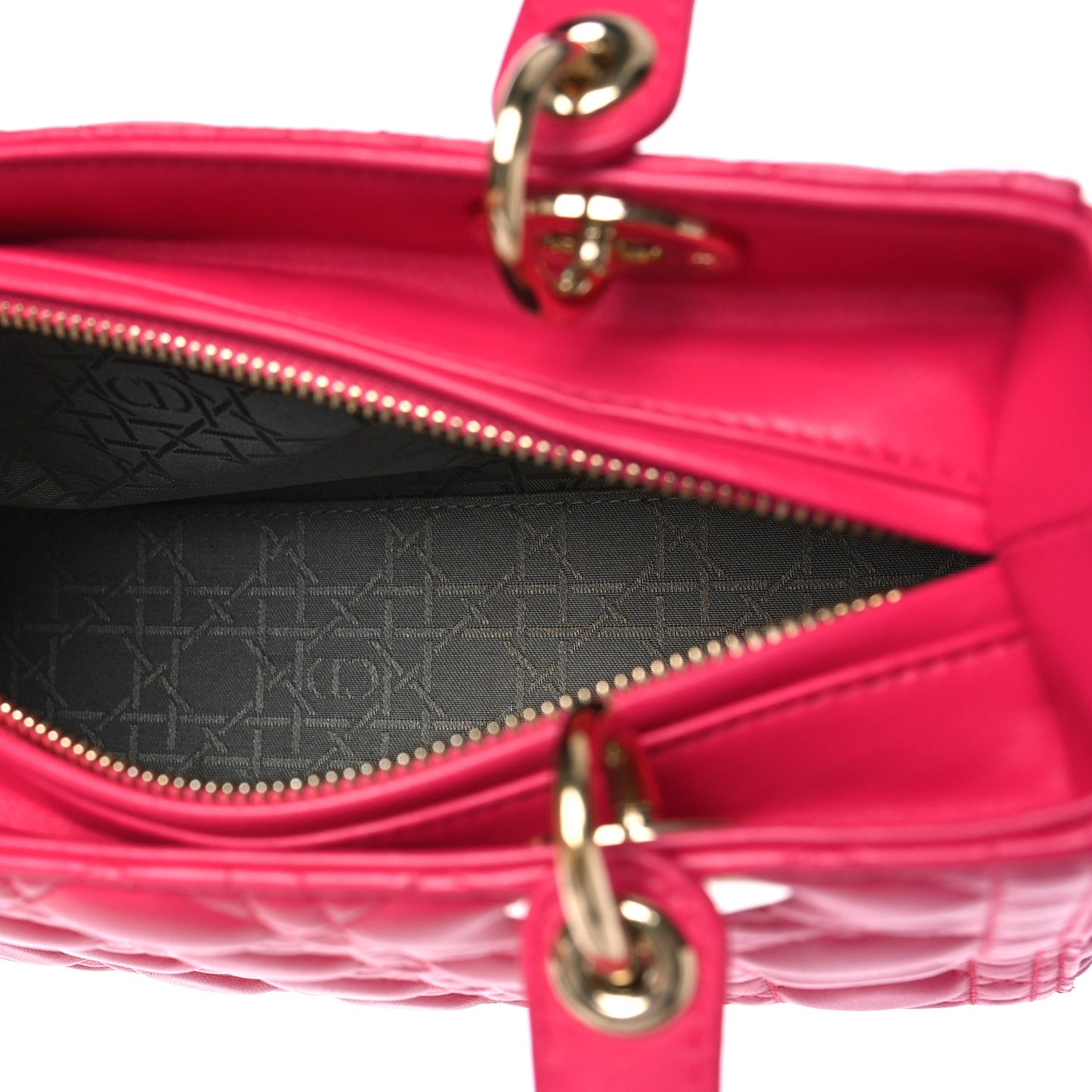 Lambskin Cannage Medium Lady Dior Fuchsia
