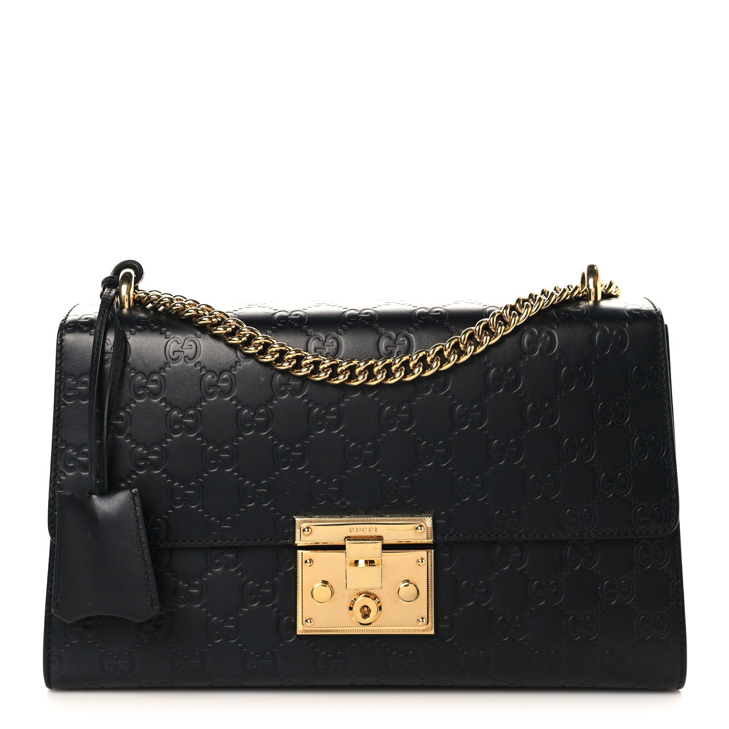 Gucci Guccissima Medium Padlock Shoulder Bag Black 1 of 10