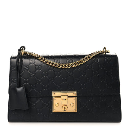 Gucci Guccissima Medium Padlock Shoulder Bag Black 1 of 10