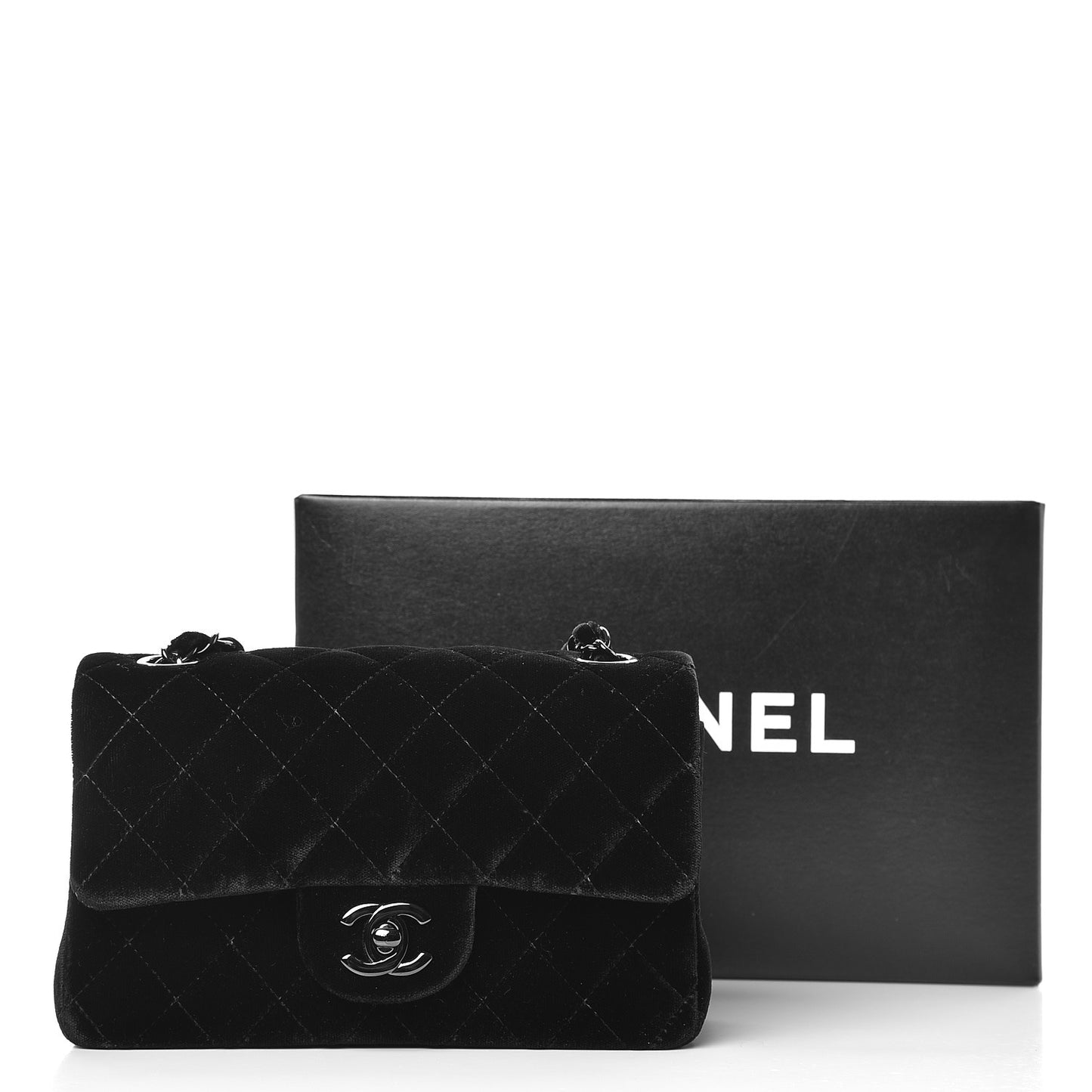 Velvet Quilted Mini Rectangular Flap So Black