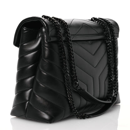 Saint Laurent Calfskin Y Quilted Monogram Monochrome Medium Loulou Chain Satchel Black 3 of 11