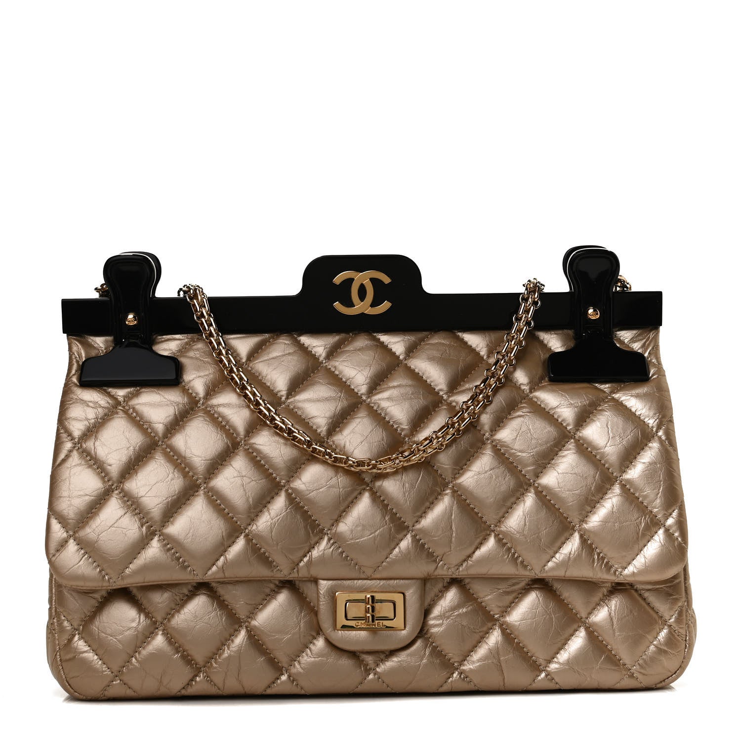 Chanel Metallized Aged Calfskin Quilted 2.55 Reissue 226 Hanger Flap Gold 1 of 13
