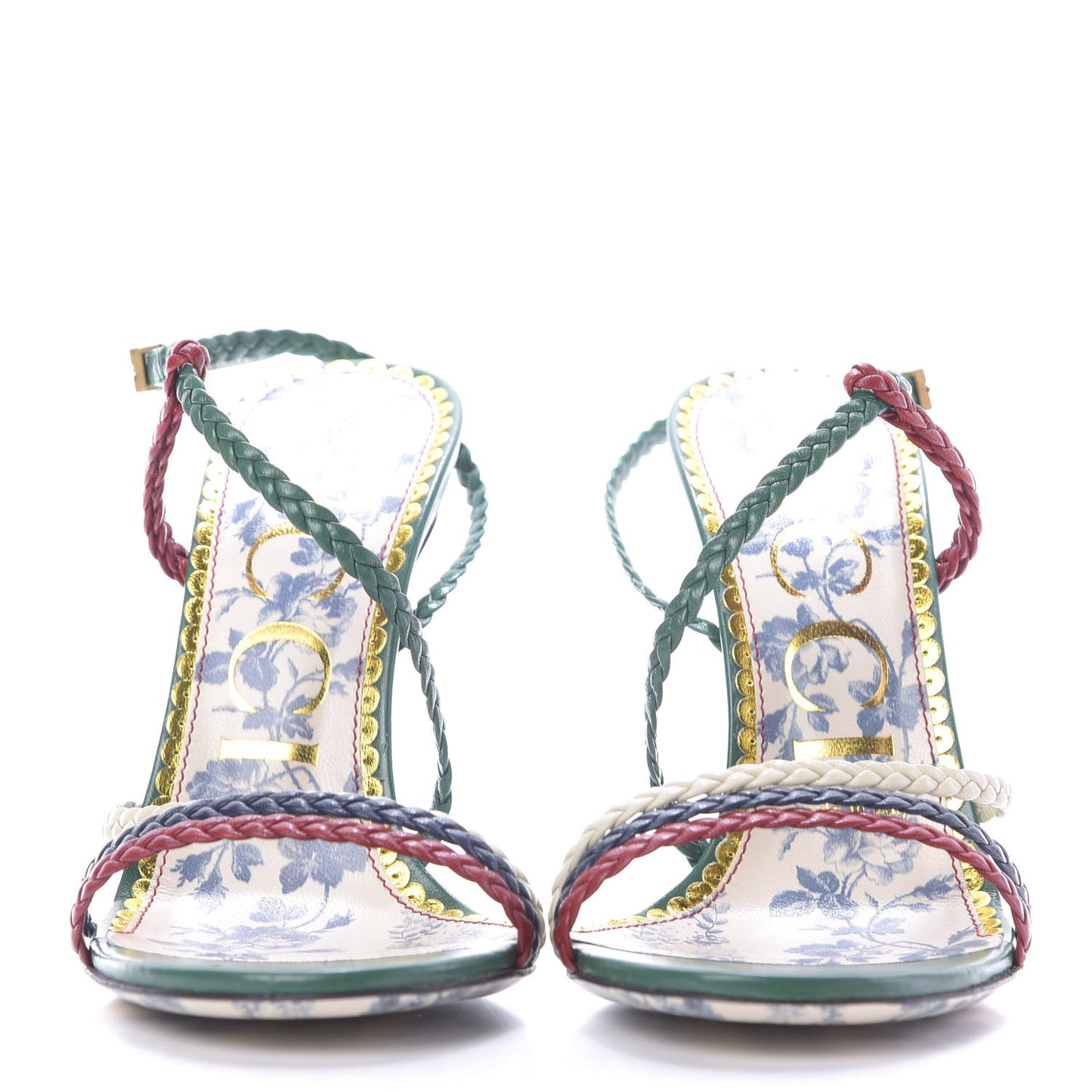 Malaga Kid Braided Haines High Heel Sandals 36.5 Emerald