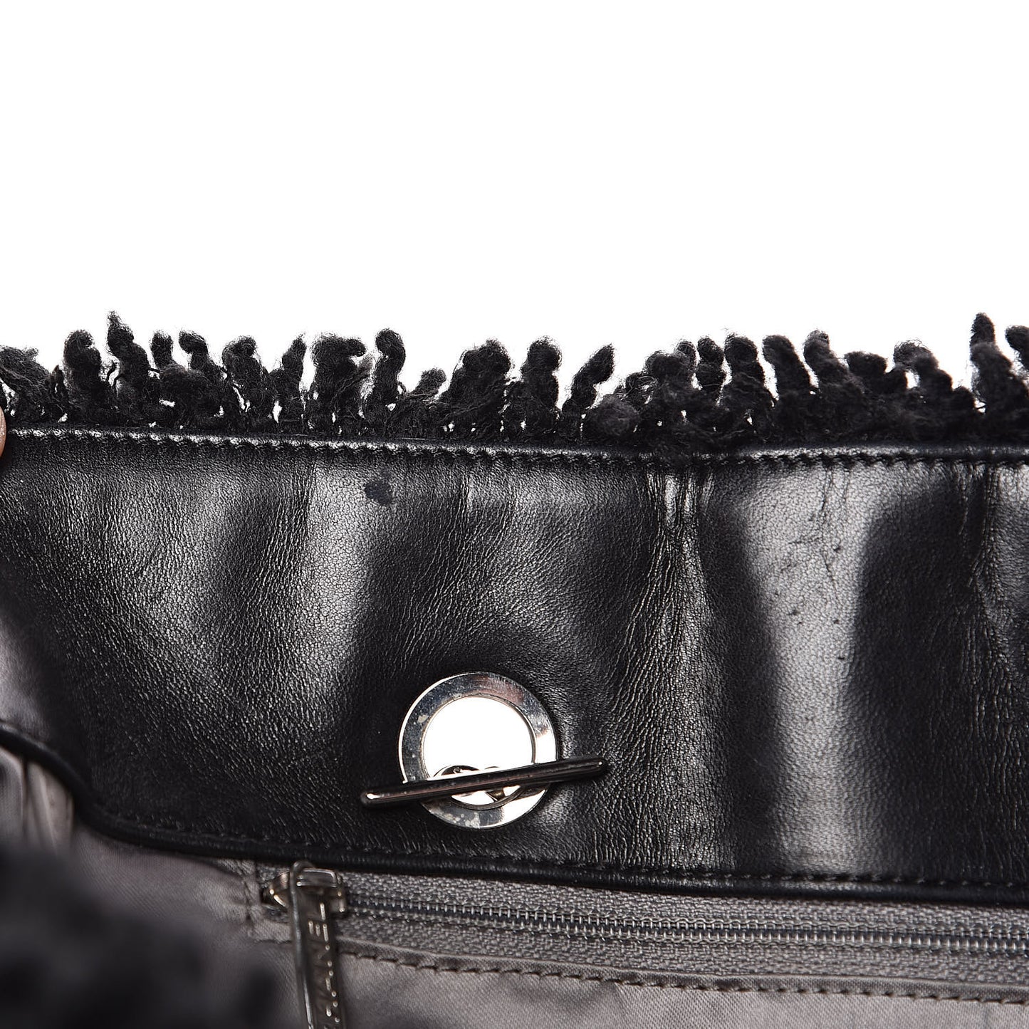 Vinyl Quilted Large Funny Tweed Tote Black