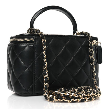 Chanel Lambskin Quilted Small Top Handle Vanity Case With Chain Black 3 of 10