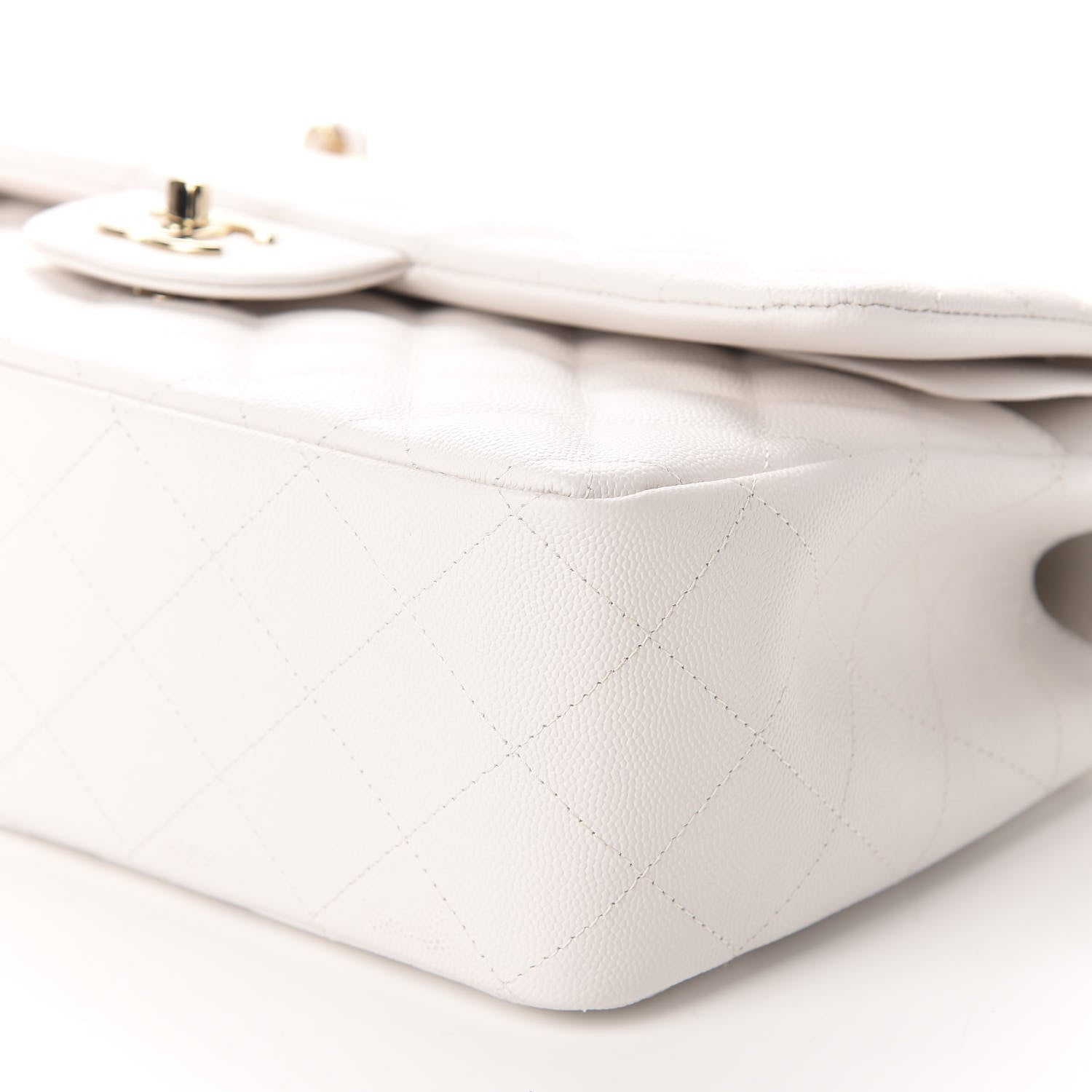 Chanel Caviar Quilted Jumbo Double Flap White 7 of 10