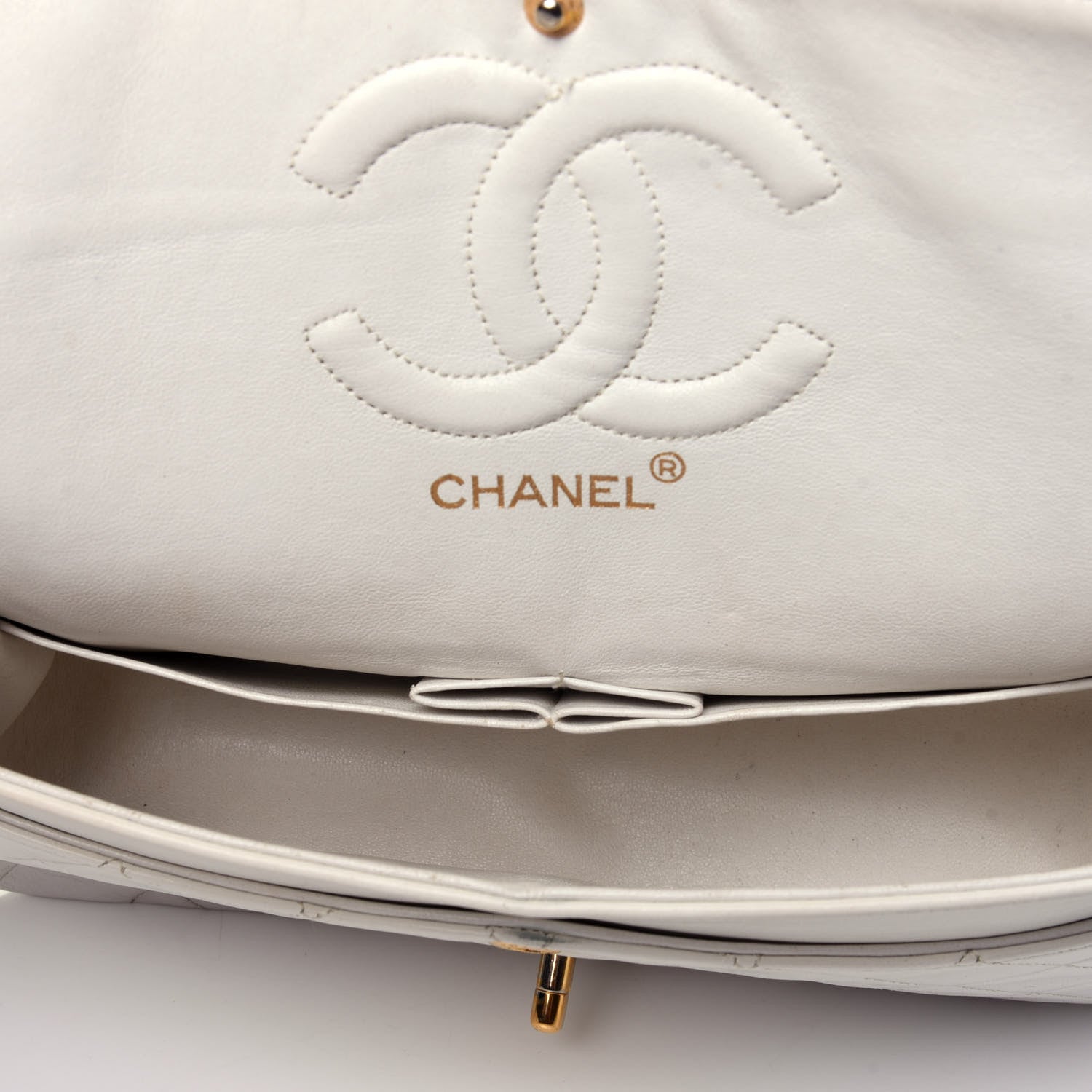 Chanel Lambskin Quilted Medium Double Flap White 5 of 17