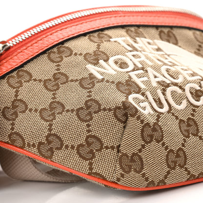 Gucci X THE NORTH FACE Monogram Textured Dollar Calfskin Embroidered Belt Bag Beige Ebony Mystic White Deep Orange 10 of 12