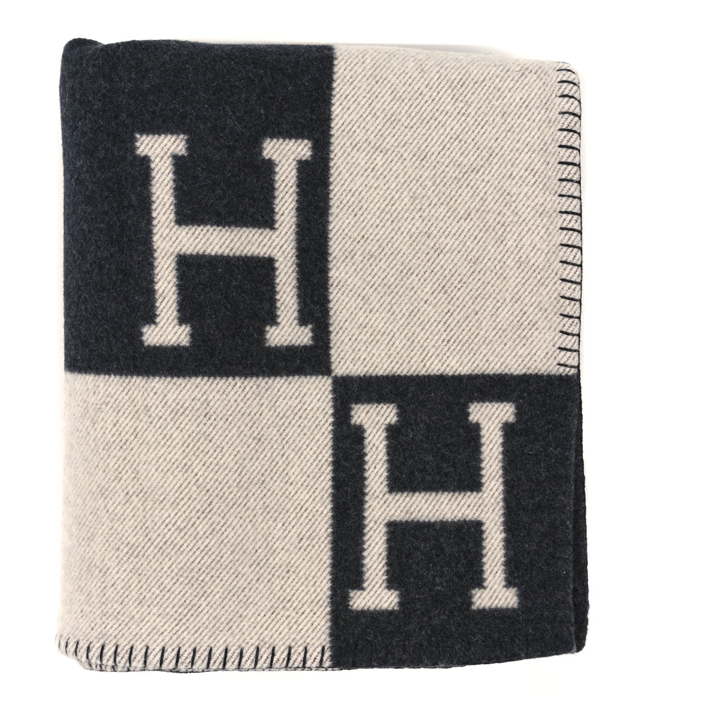 Wool Cashmere Avalon Blanket Ecru Gris Fonce