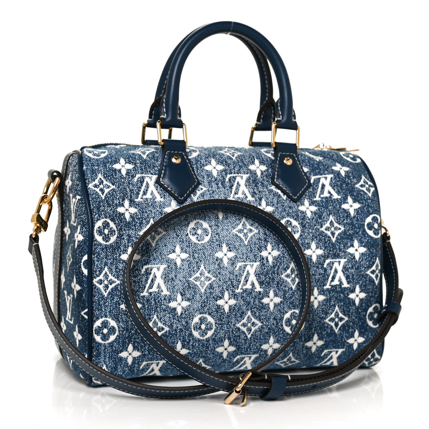 Louis Vuitton Monogram Jacquard Denim Speedy Bandouliere 25 Bleu 3 of 11