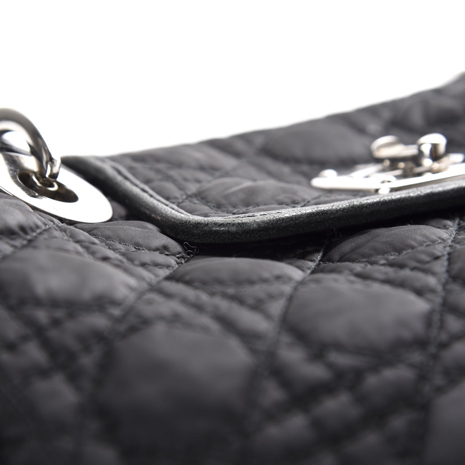Christian Dior Satin Cannage Charming Lock Flap Shoulder Bag Black 9 of 13