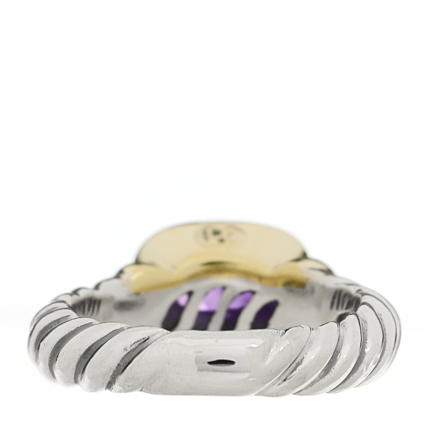 David Yurman Sterling Silver 14K Yellow Gold Amethyst 10mm Noblesse Ring 54 7 4 of 5