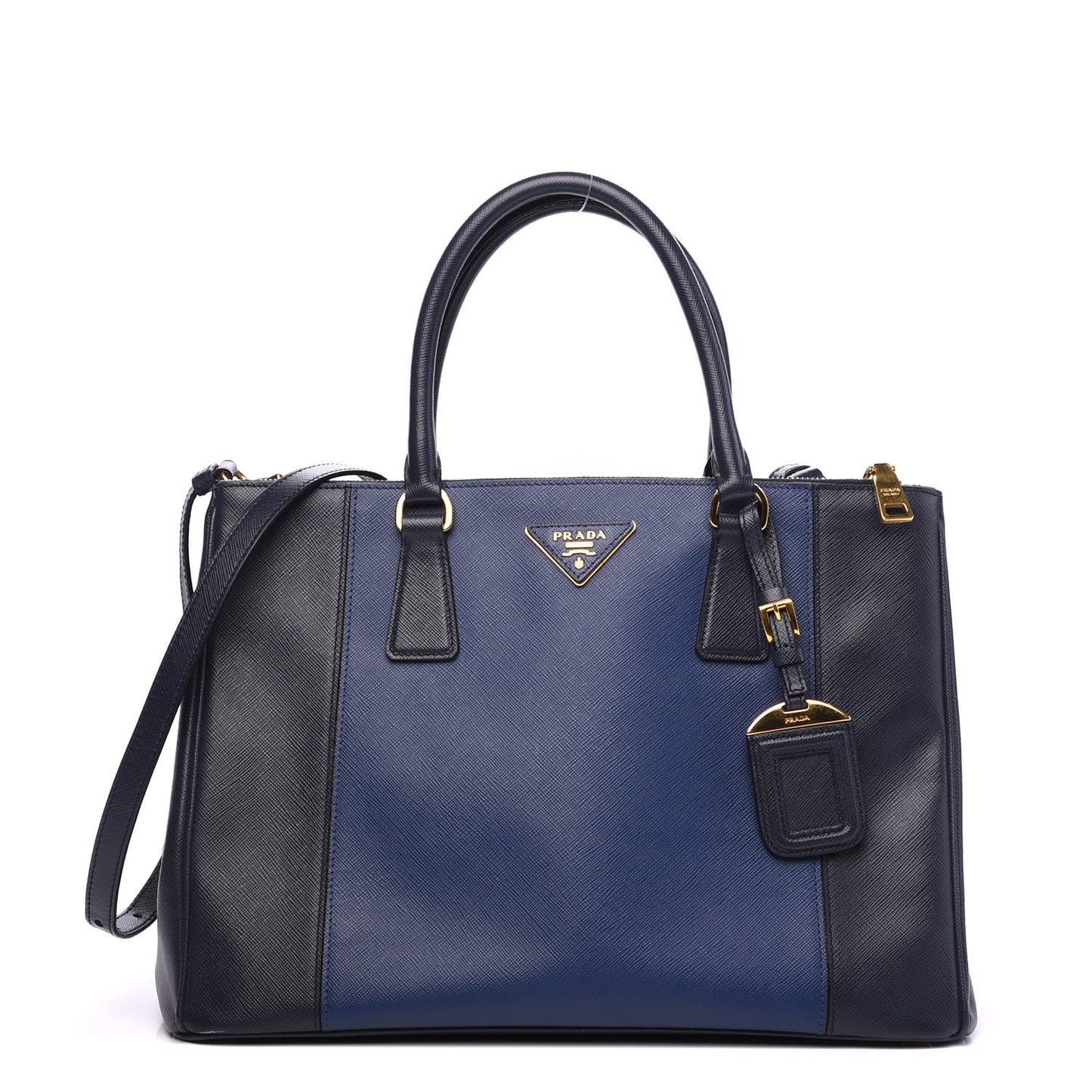 Saffiano Lux Colorblock Medium Galleria Double Zip Tote Baltico Bluette