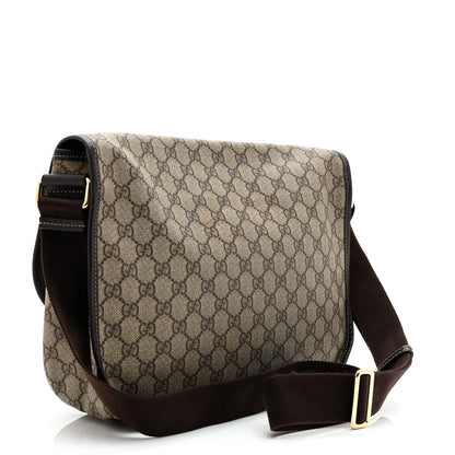 Gucci GG Plus Monogram Medium Double Buckle Flap Messenger Bag Beige Dark Brown 3 of 10