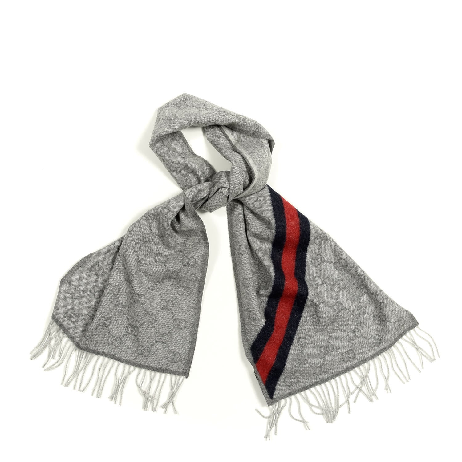 Gucci Wool Angora Monogram Web New Nikky Scarf Zinc Blue 1 of 3