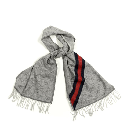 Gucci Wool Angora Monogram Web New Nikky Scarf Zinc Blue 1 of 3