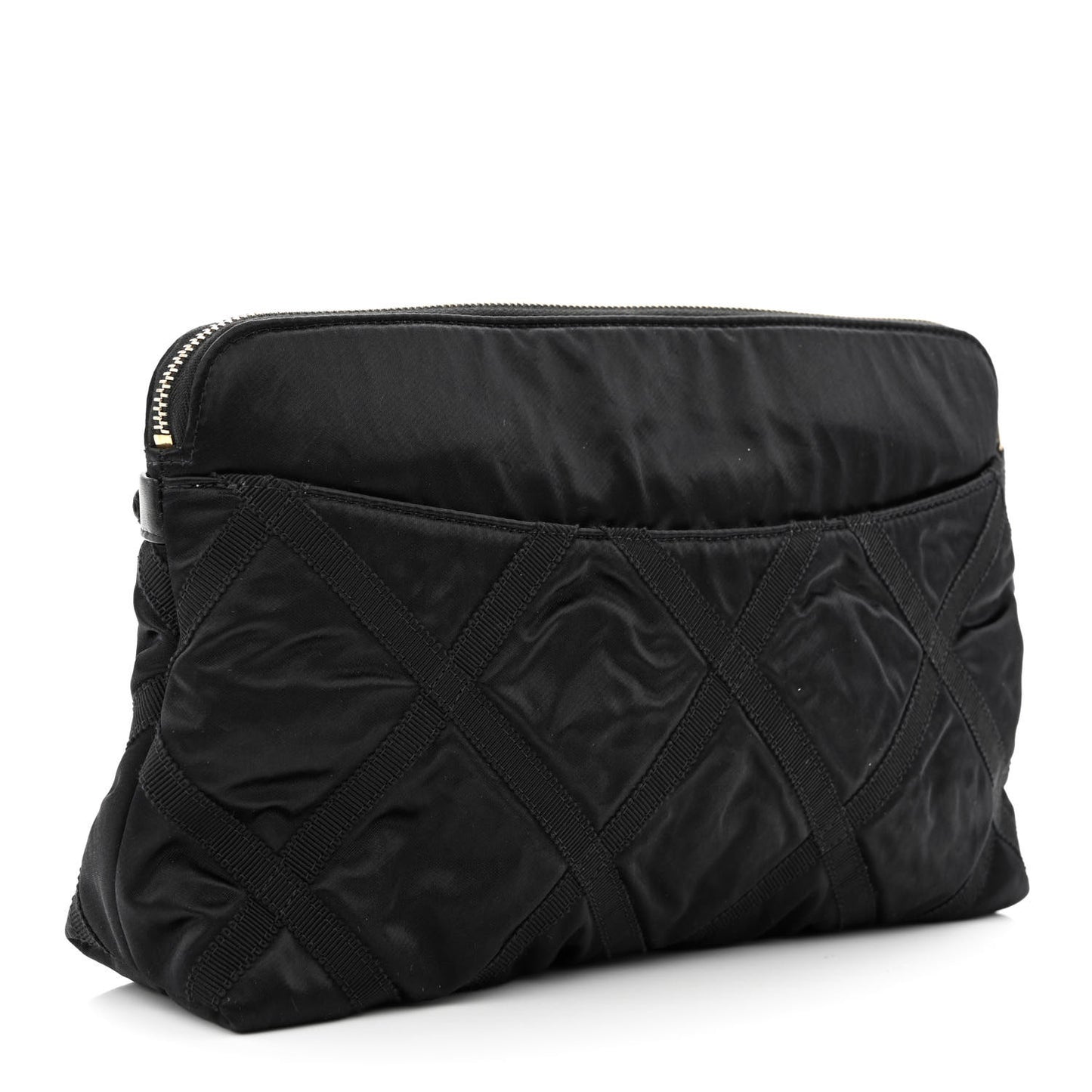 Nylon Grosgrain Large Lifestyle Pouch With Foldable Tote Black