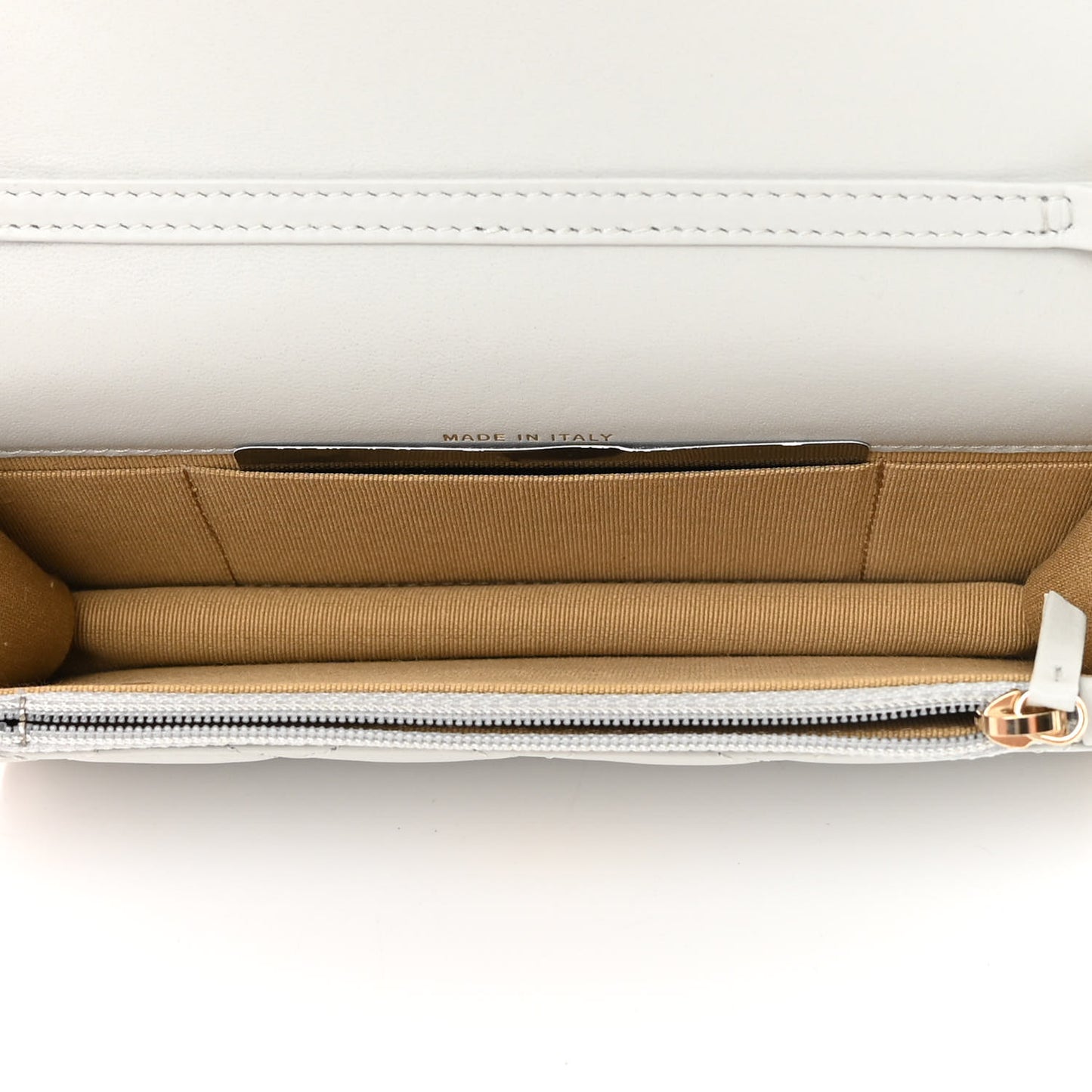 Lambskin Pearl Crush Quilted Flap Phone Holder With Chain Light Grey