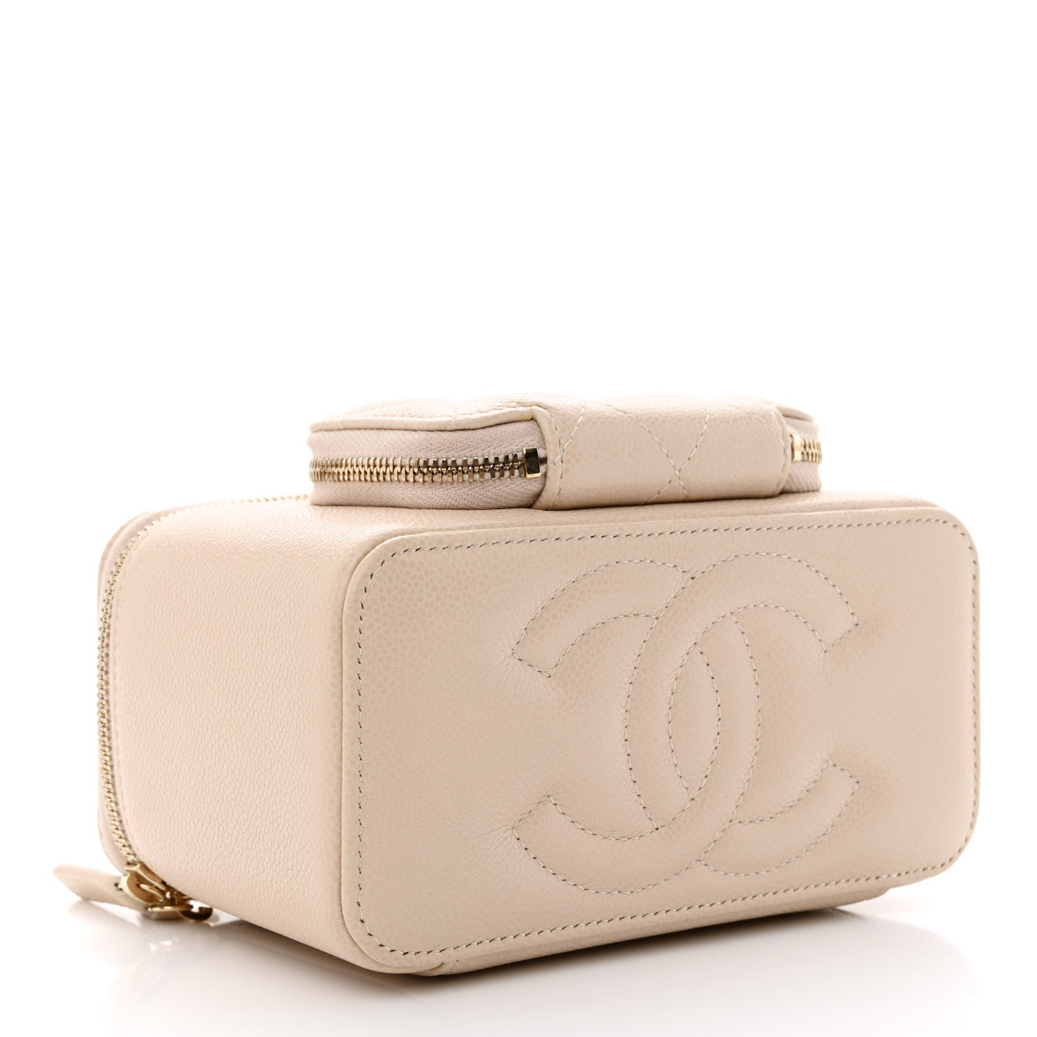 Chanel Caviar Quilted Top Handle Pocket Vanity Case Beige 4 of 10