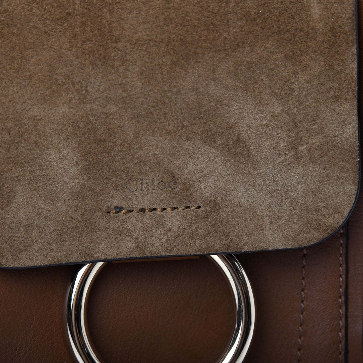 Suede Calfskin Mini Faye Backpack Woody Khaki