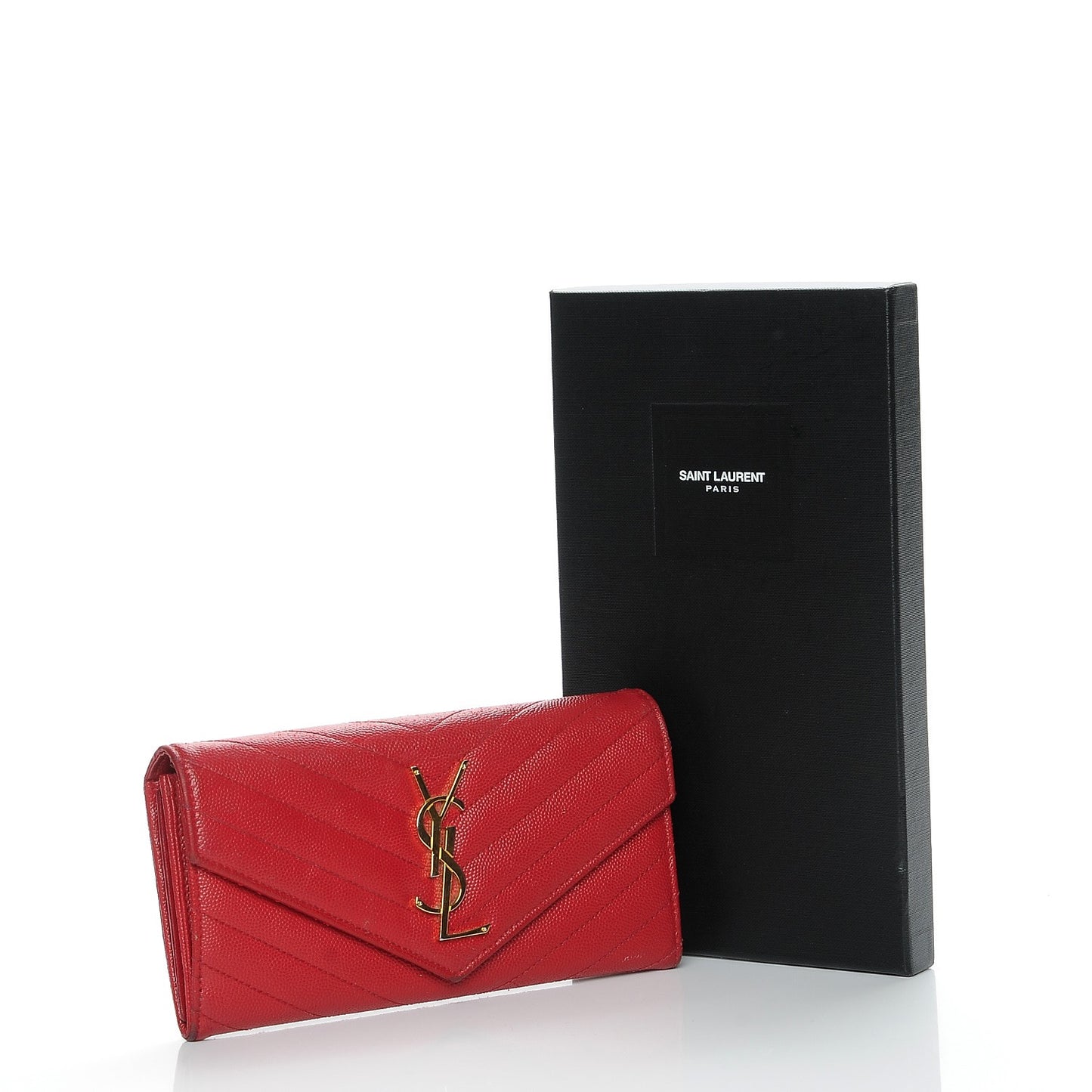 Grain De Poudre Matelasse Chevron Monogram Wallet Lipstick Red