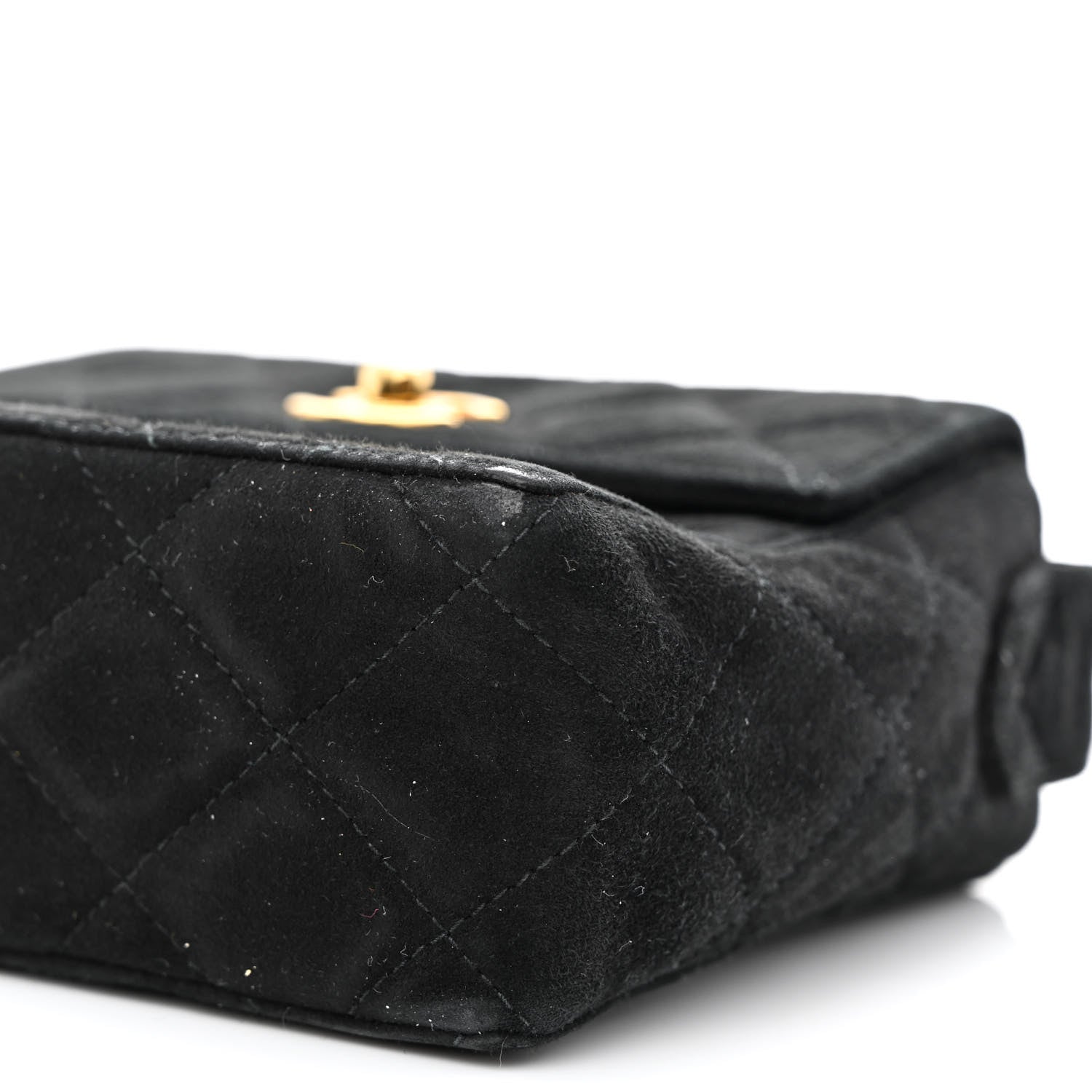 Chanel Suede Quilted Flap Shoulder Bag Black 11 of 11