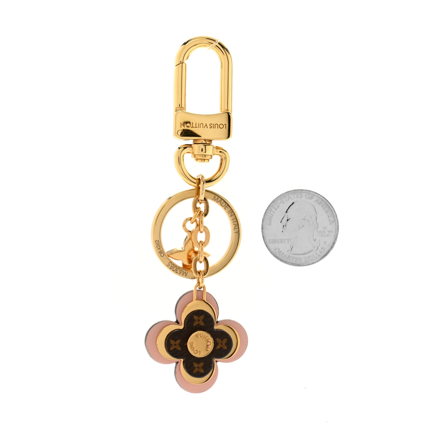 Monogram Blooming Flowers BB Bag Charm Key Holder Pink