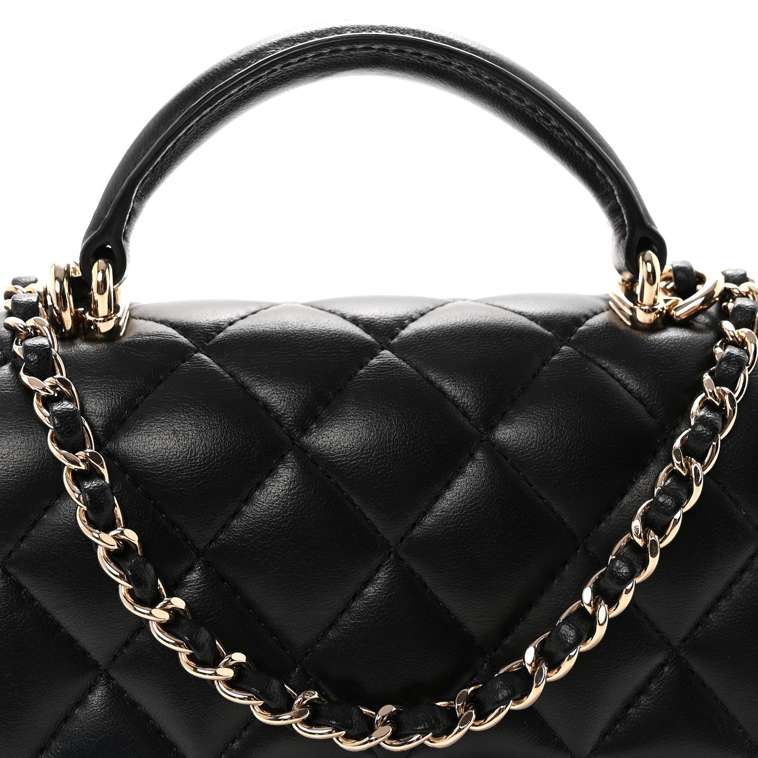Chanel Lambskin Quilted Mini Top Handle Rectangular Flap Black 8 of 10