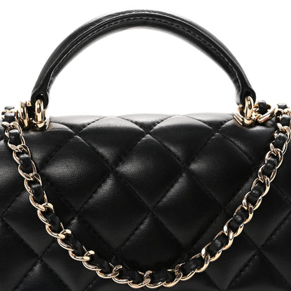 Chanel Lambskin Quilted Mini Top Handle Rectangular Flap Black 8 of 10
