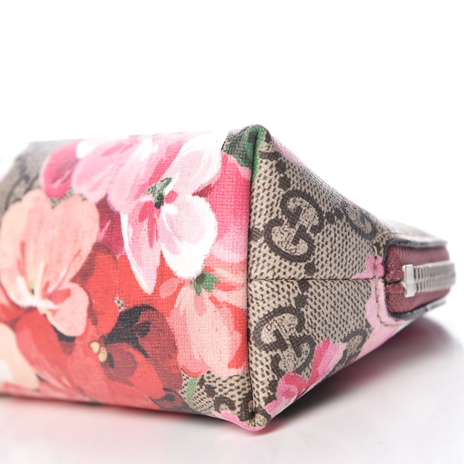 Gucci GG Supreme Monogram Blooms Small Pouch Cosmetic Case Beige Multicolor Dry Rose 9 of 10