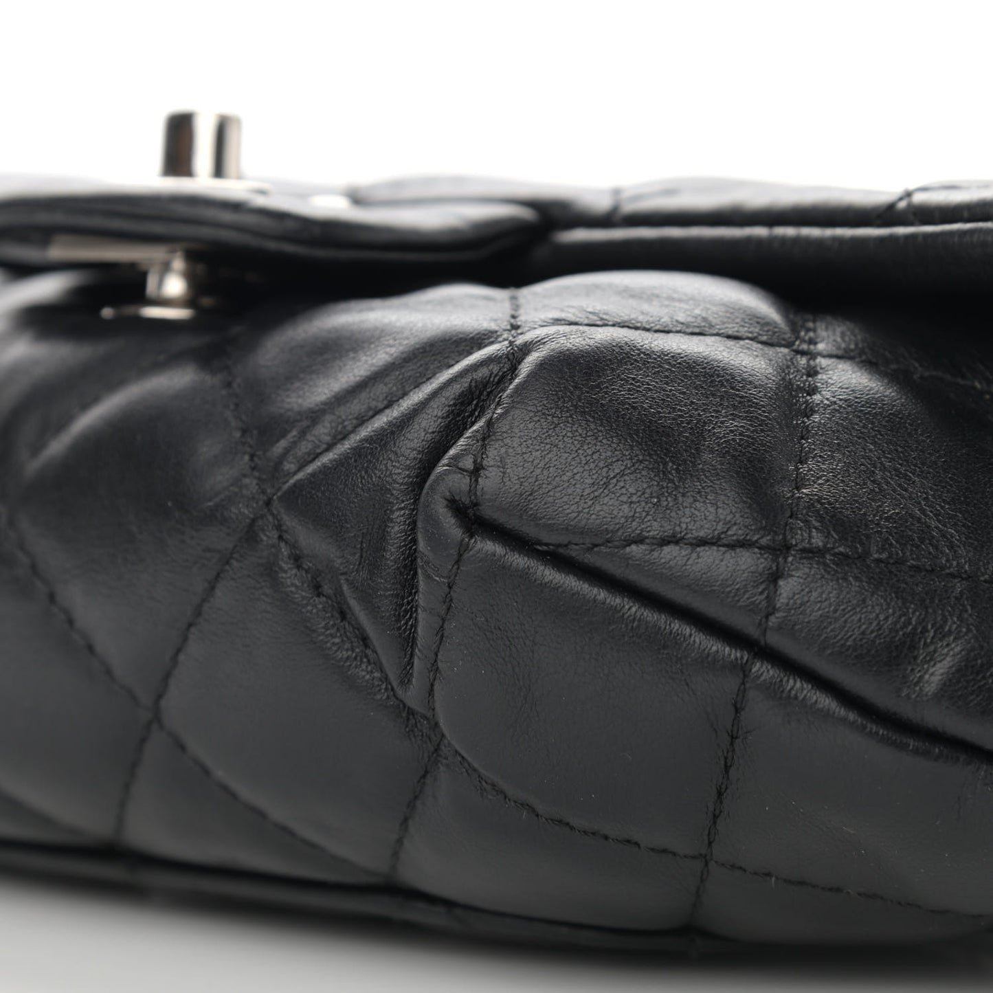 Calfskin Quilted CC Uniform Flap Belt Bag Black