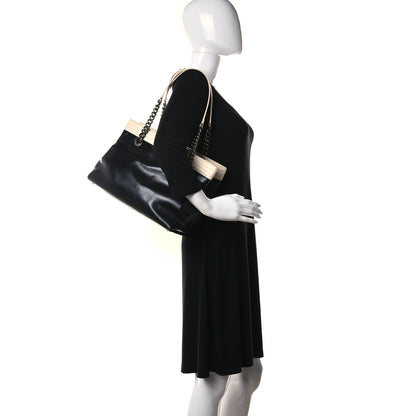 Chanel Glazed Calfskin Boy Tote Black Beige 2 of 26