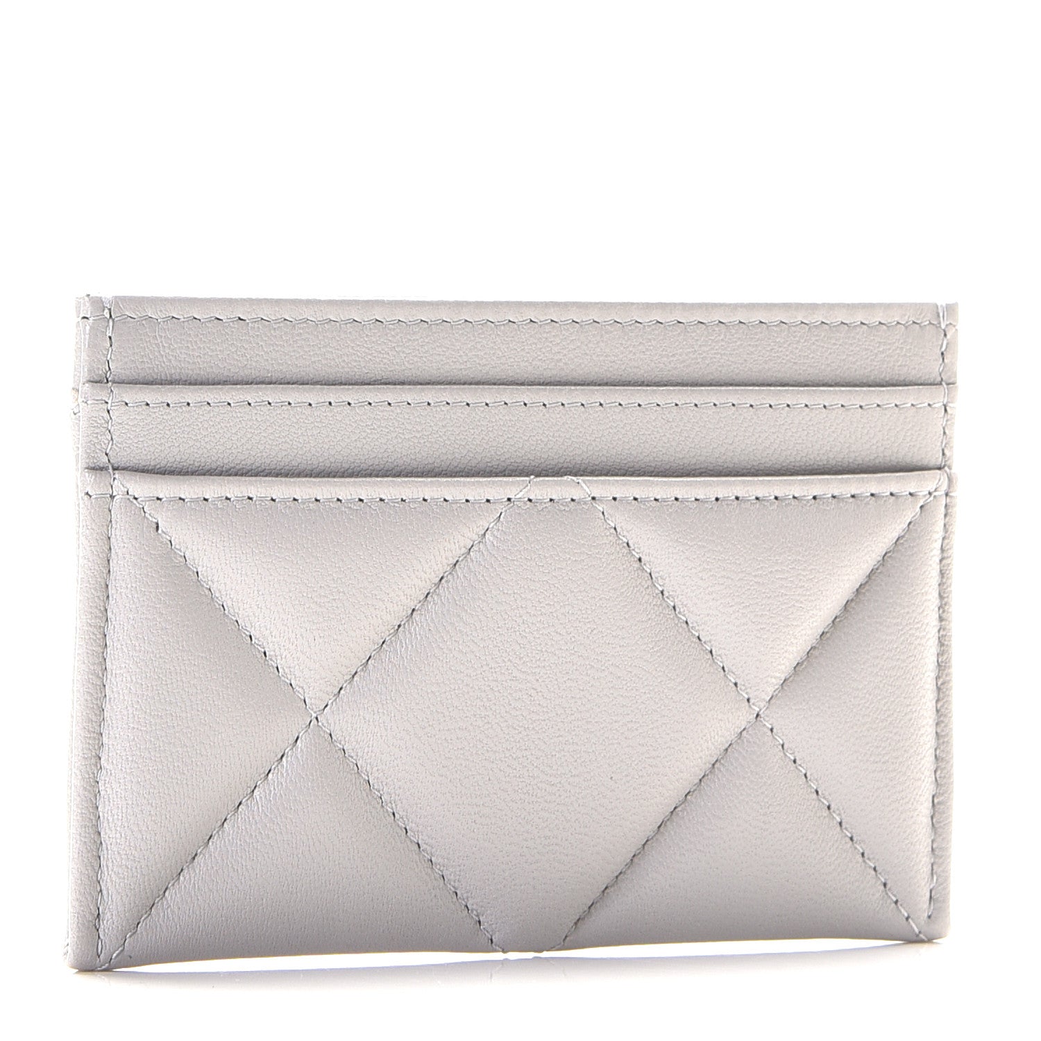 Chanel Lambskin Quilted Chanel 19 Card Holder Grey 2 of 9
