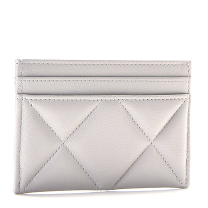 Chanel Lambskin Quilted Chanel 19 Card Holder Grey 2 of 9
