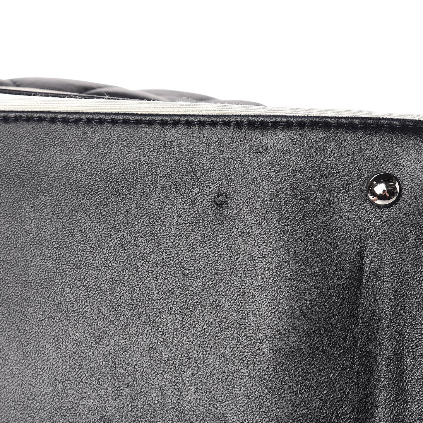 Lambskin Quilted Lido Shopping Tote Dark Navy Blue