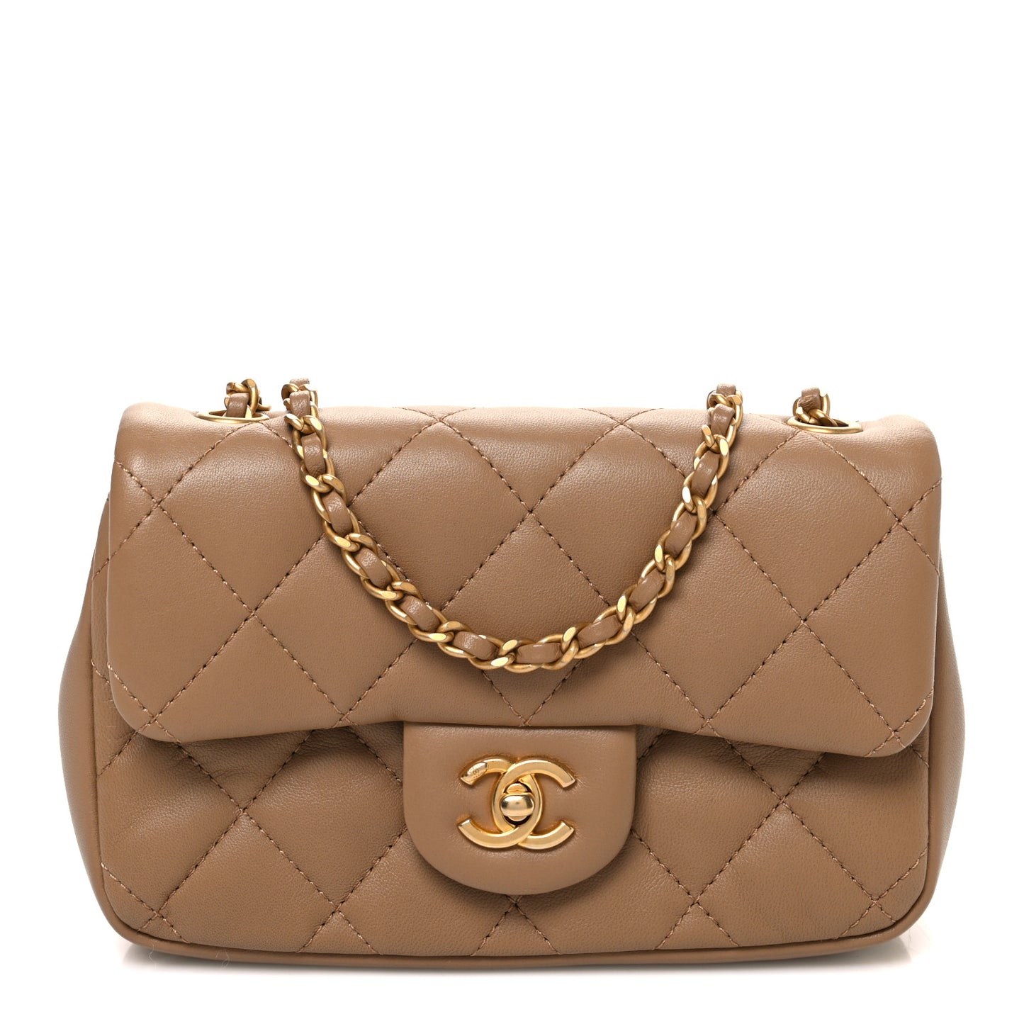 Lambskin Quilted Mini Heart Charms Flap Beige