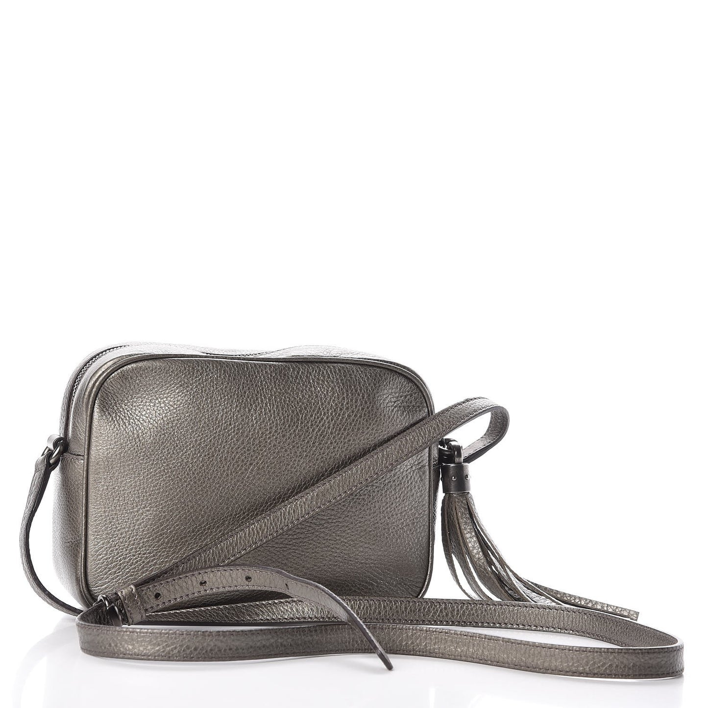 Metallic Pebbled Calfskin Small Soho Disco Bag Sasso