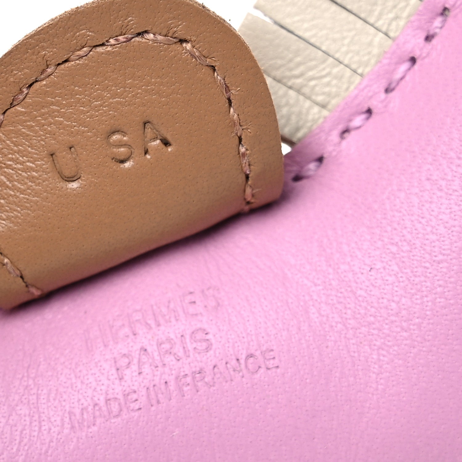 Hermes Milo Lambskin Grigri Rodeo Horse Bag Charm PM Mauve Sylvestre Craie Chai 3 of 4
