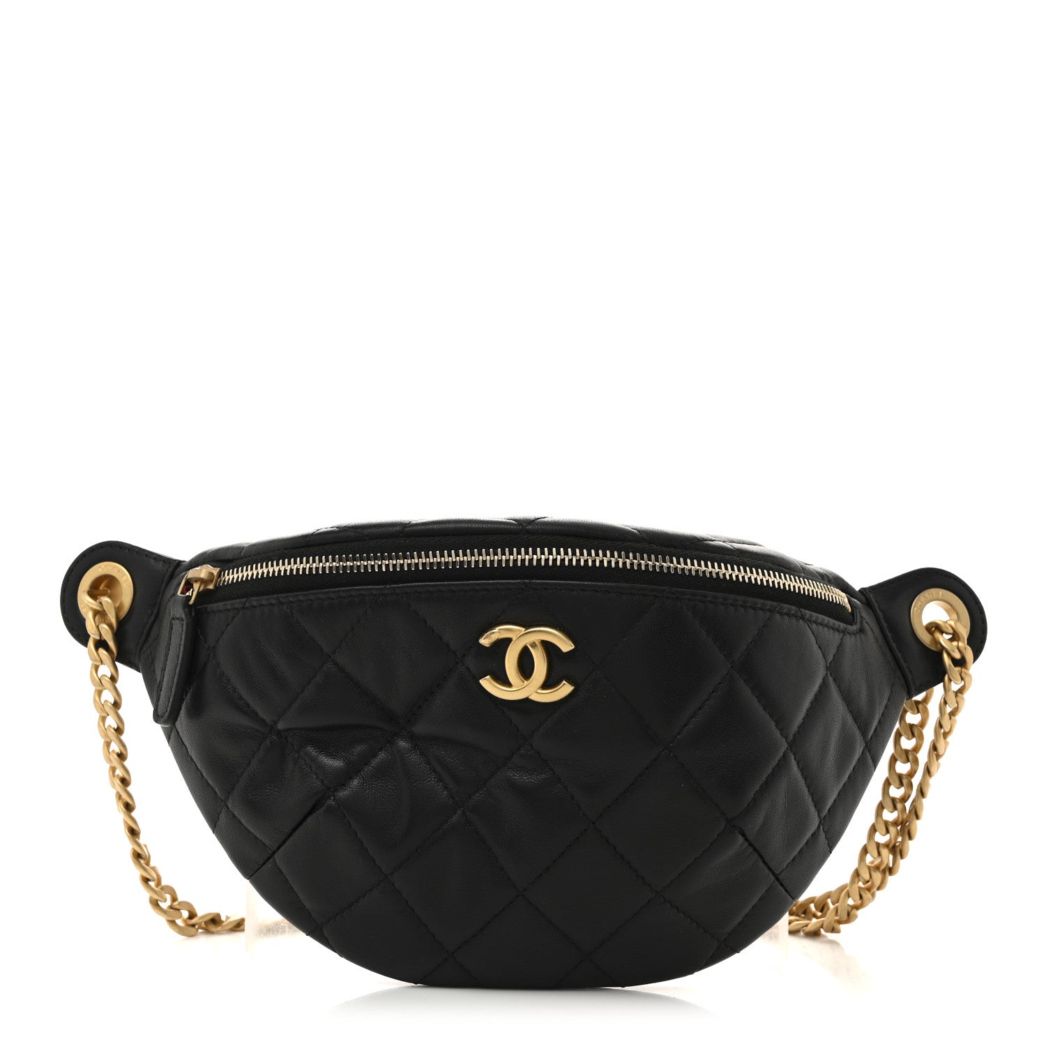Chanel Lambskin Quilted Camellia Belt Bag Black 1 of 11
